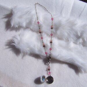 Pink Beaded Locket Necklace
